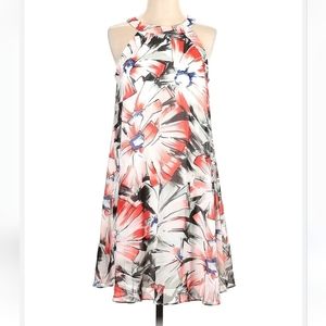 Betsy Johnson Womens Size 6 Halter Dress Watercolor Floral Silky Chiffon